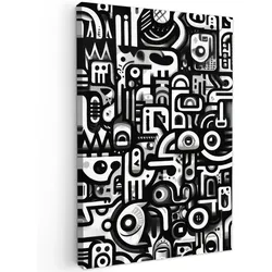 LEINWANDBILD Symbole - Abstrakt - Grafik - Schwarz Deko Wohnzimmer 20x30 cm