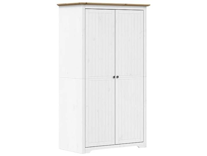 Makastle Kleiderschrank Weiß Braun 99x53,5x173 cm Kiefernholz