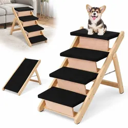 Relaxdays 2in1 Hundetreppe & Rampe klappbar Hellbraun,Schwarz