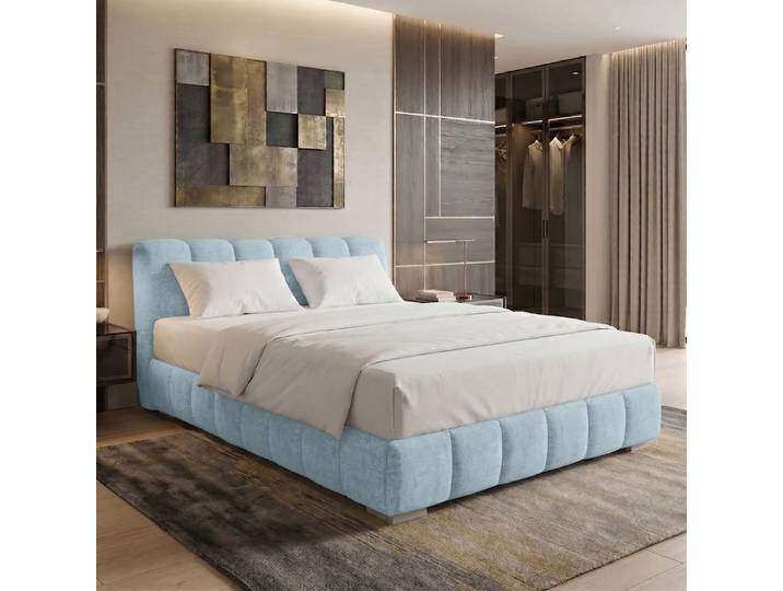 Boxspringbett mit Bettkasten 180 x 200cm Chenille Vinca Blau