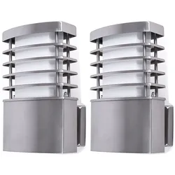 Wandleuchte Außen Hoflampen Wandlampe Gartenleuchte Wand Fassadenleuchte, Edelstahl weiß, 1x E27, BxHxT 14,2x23x13,4 cm, 2er Set