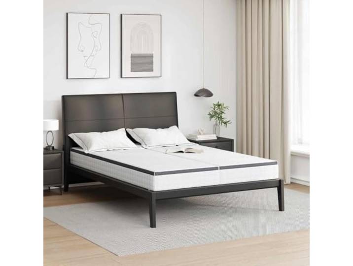 Matratze 2 stk Mittelweich 70x200 cm Weiß und Grau Bonnell Federkern Bonnell-Federkern, Schaumstoffschicht, mittelweich, Seitenschläfer geeignet, robuste Konstruktion