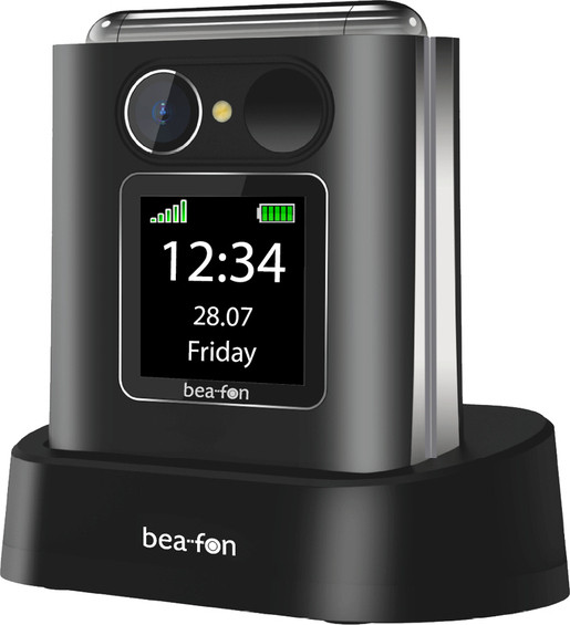 Beafon Fold 10 Silver Line opklapbare mobiele telefoon met grote knoppen, zwart-zilver