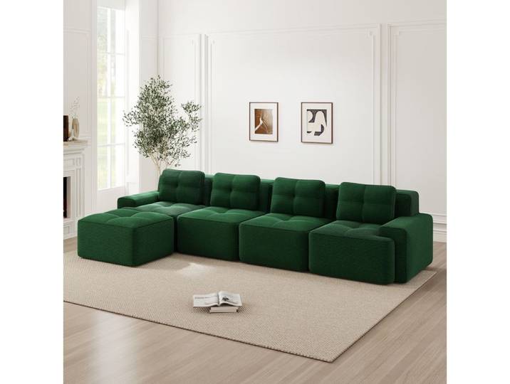 SENVIRO-Sofa modulable-4 places- esprit nuage-Vert