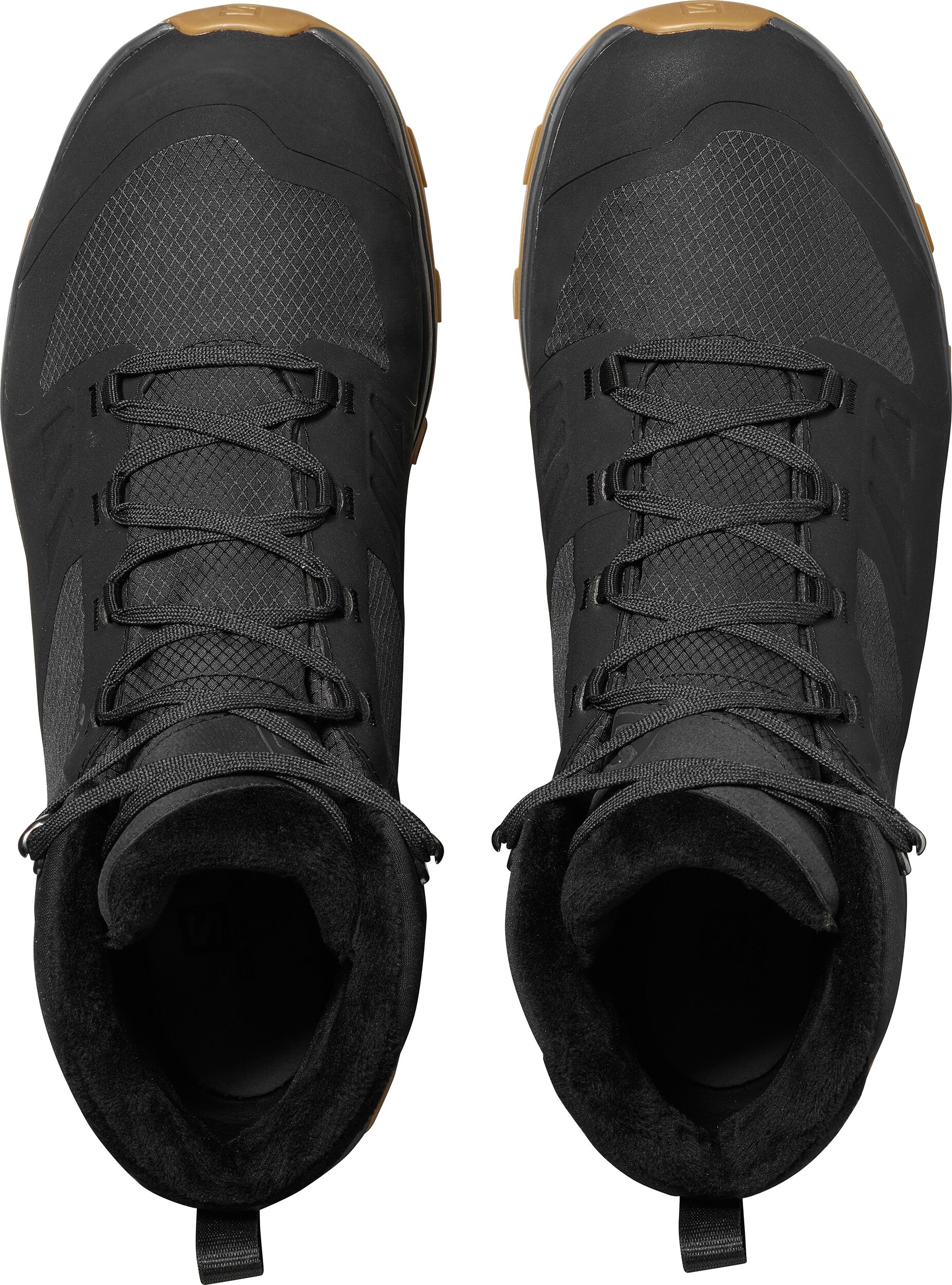 Wanderschuh SALOMON "OUTsnap CSWP M", Herren, Gr. 41, gefüttert wärmend, schwarz (schwarz, ebony, gum1a), Synthetik, Textil, Schuhe Wanderschuh, Wasserdicht, wärmend