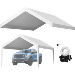 VEVOR Carport-Ersatzdach, 3,65 x 6,09 m, tragbare Garagenzeltplane, UV-beständige Autounterstandsplane, strapazierfähige Carport-Abdeckung, weiß, Rahmen nicht im Lieferumfang enthalten