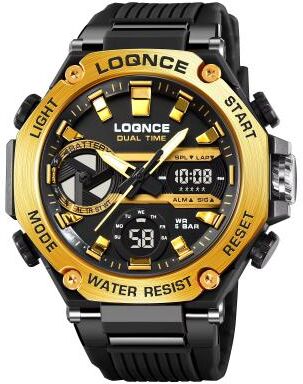 Inspired Finds LOQNCE 98001 Dual Time LED Digital Sports Watch For Men royal Gold