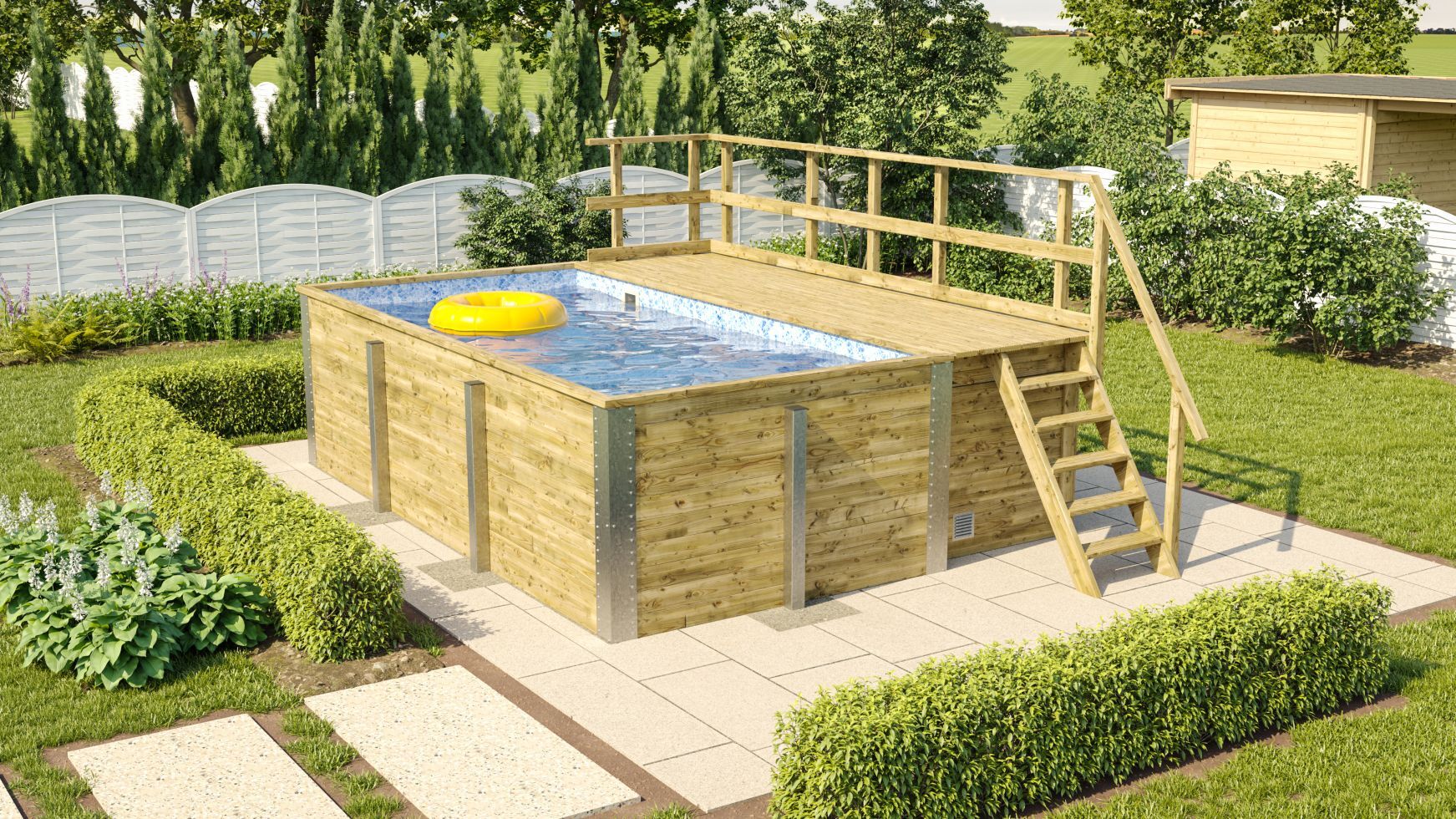 Weka Massivholzpool-Set Carrara 595 Gr. 1 400 x 301 x 116 cm inkl. Sandfilteranlage