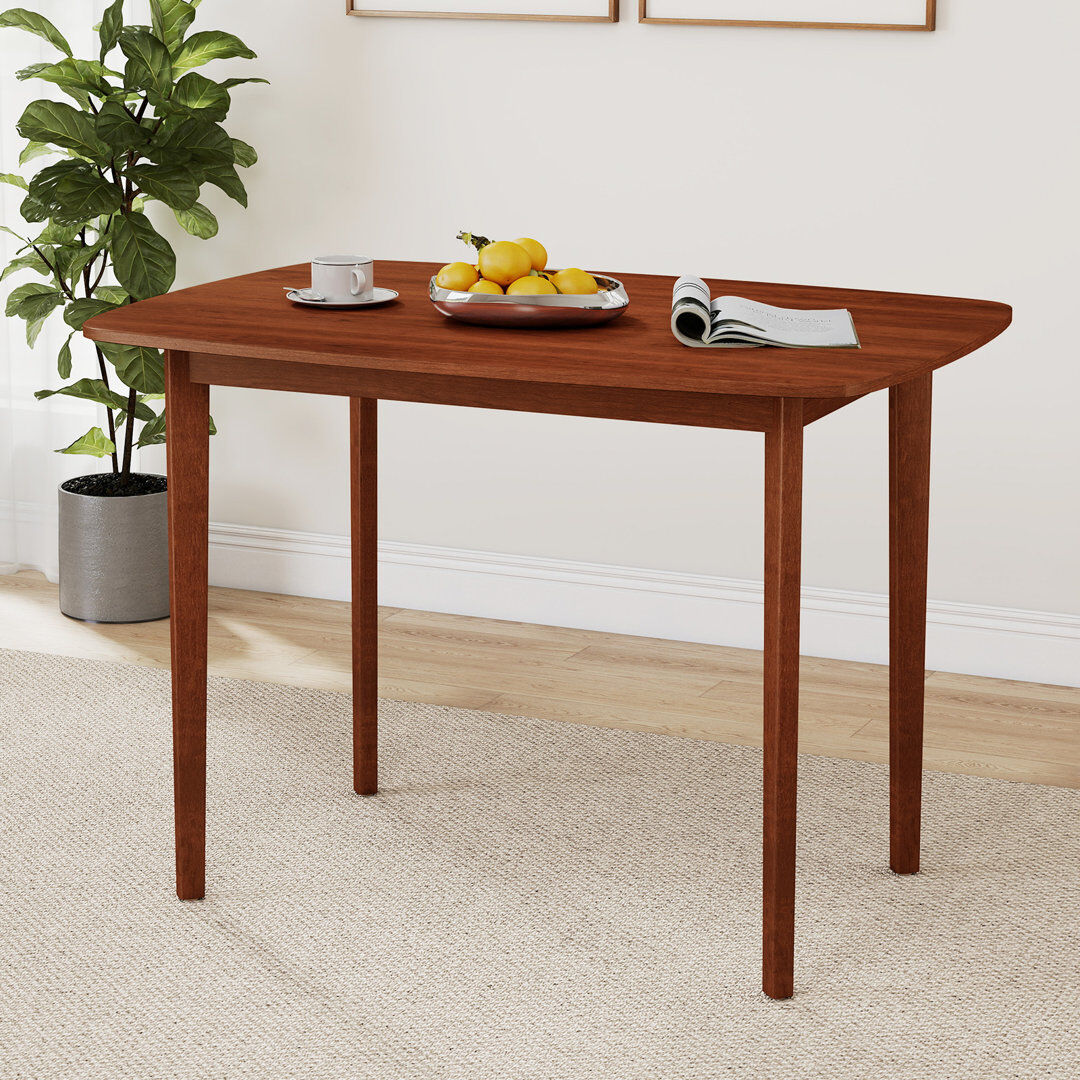 Lily Manor Rectangular with Solid Wood Base Dining Table Brown