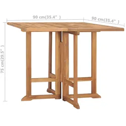vidaXL Klappbarer Garten-Esstisch Massivholz Teak : Größe - 90 x 90 x 75 cm / Model 2