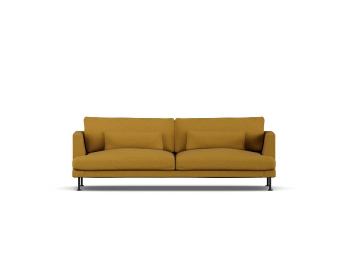 1898 Bredhult Sofa Luiza Mustard 3972-Schwarzer Stahl, 3-sitzig