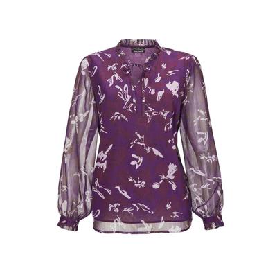 Chiffonbluse GOLDNER "Bluse", Damen, Gr. 42, pink (beere, gemustert), Obermaterial: 100% Polyester PES., Manschette, Blusen Chiffonbluse, Mit femininen Rüschendetails