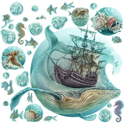 WANDAUFKLEBER 100x118cm - Seeschiff