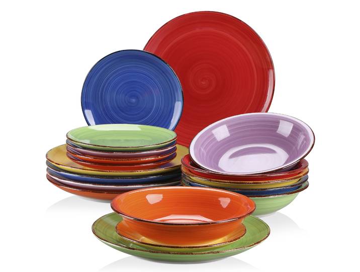 Vancasso – service de table 18/36 pièces, couleurs mélangées, assiettes à dîner, assiettes à soupe, assiettes à dessert, maroquinerie pour 12 personnes