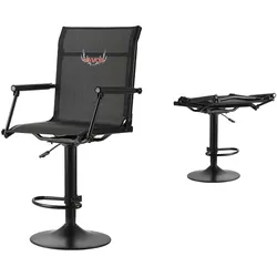 VEVOR Faltstuhl Campingstuhl Anglerstuhl mit gepolsterten Armlehnen, höhenverstellbarer Klappstuhl Gartenstuhl (136 kg belastbar) 360° geräuschlos drehbar, für Picknick Garten Outdoor Angeln