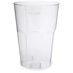 VEPATIM 60x Einweg-Cocktailglas 300ml mit Eichstrichen PS transparent glasklar