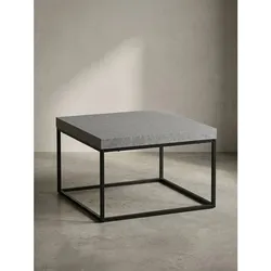 Couchtisch in Stein-Optik mit Metallbeinen im modernen Design, Grau 60x60x38 cm