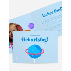 Geburtstagseinladung selbst gestalten mit Spruch und Fotos im Onlinedesigner bei Meine-Kartenmanufaktur.de