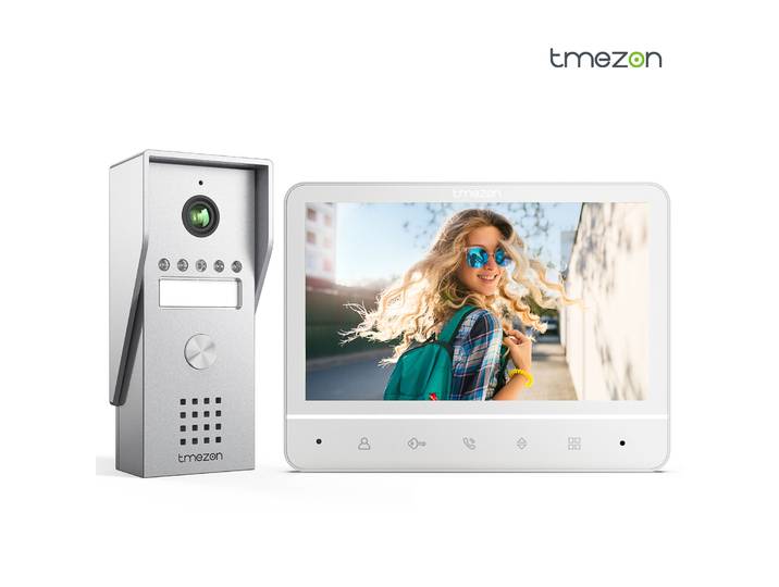 TMEZON-visiophone à 4 fils, interphone avec sonnette, interphone avec caméra, affichage de documents de 7 pouces, caméra à large vue de 120 °