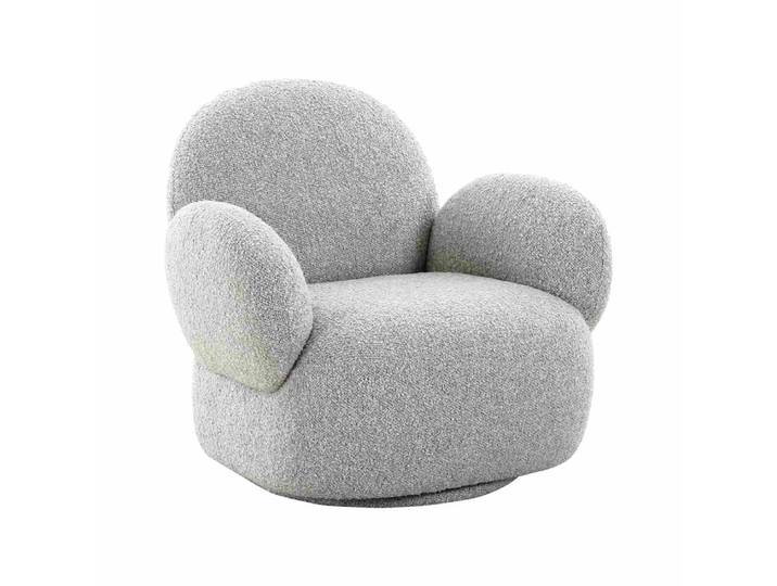 Fauteuil pivotant en tissu bouclette gris clair