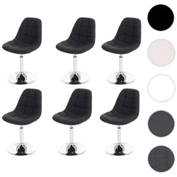 6er-Set Esszimmerstuhl HWC-A60, Stuhl Drehstuhl, Chrom ~ Textil dunkelgrau
