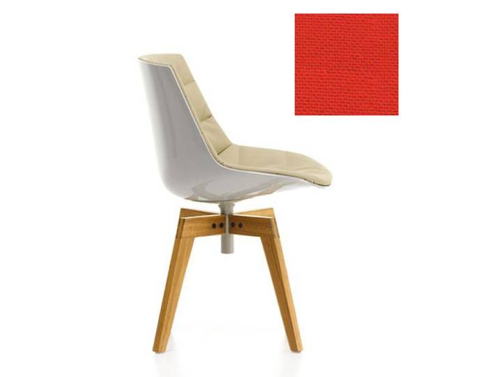 MDF ITALIA chaise rembourrée avec pieds en chêne FLOW CHAIR (Blanc / 562 - Polycarbonate / Cat. B tissu Gin)