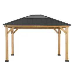 Sunjoy Zedernholz Gazebo BRURI - 336cm x 394cm, anthrazit