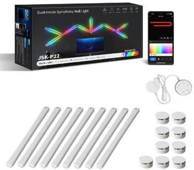 Inspired Finds RGB Smart Wall Light Splicing DIY Atmosphere Lamp Voice Control For Gaming Room Bedroom Bar white 9 Lights