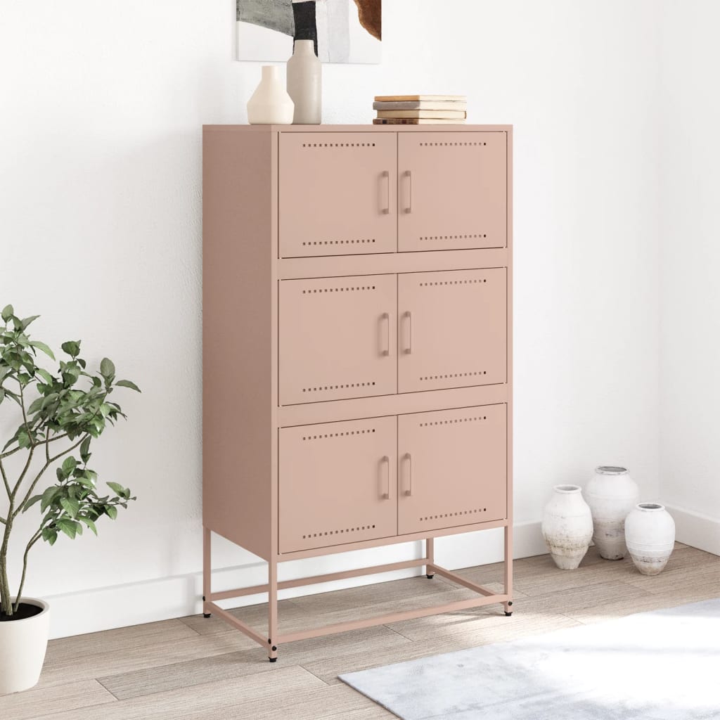 vidaXL Buffet rose 68,5x38,5x123,5 cm acier
