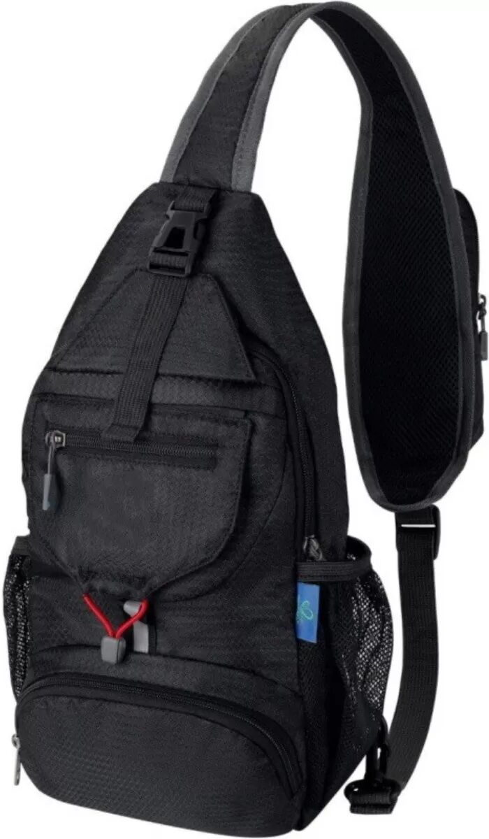 INF Herren Leichte Outdoor-Sling-Tasche – Polyester mit Mehrfachfächern und Handytasche für Reisen, Radfahren und Alltag Schwarz