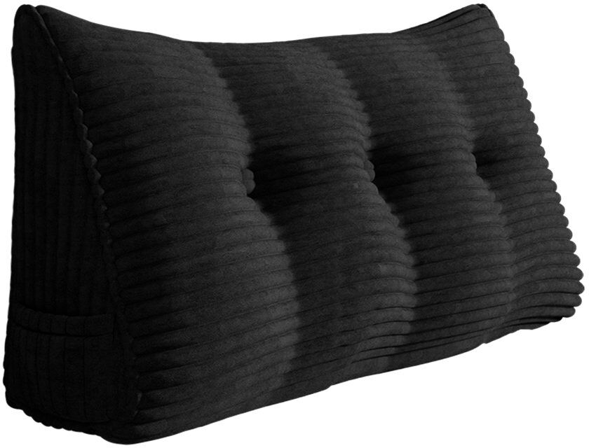 WOWMAX Corduroy Backrest Pillow Black 50cm H x 100cm W