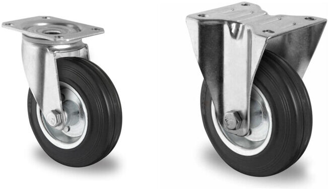 Set CASCOO Lenkrolle ø 100 mm Serie SWS4 Rollenlager + CASCOO Bockrolle ø 100 mm Serie SWS4 Rollenlager