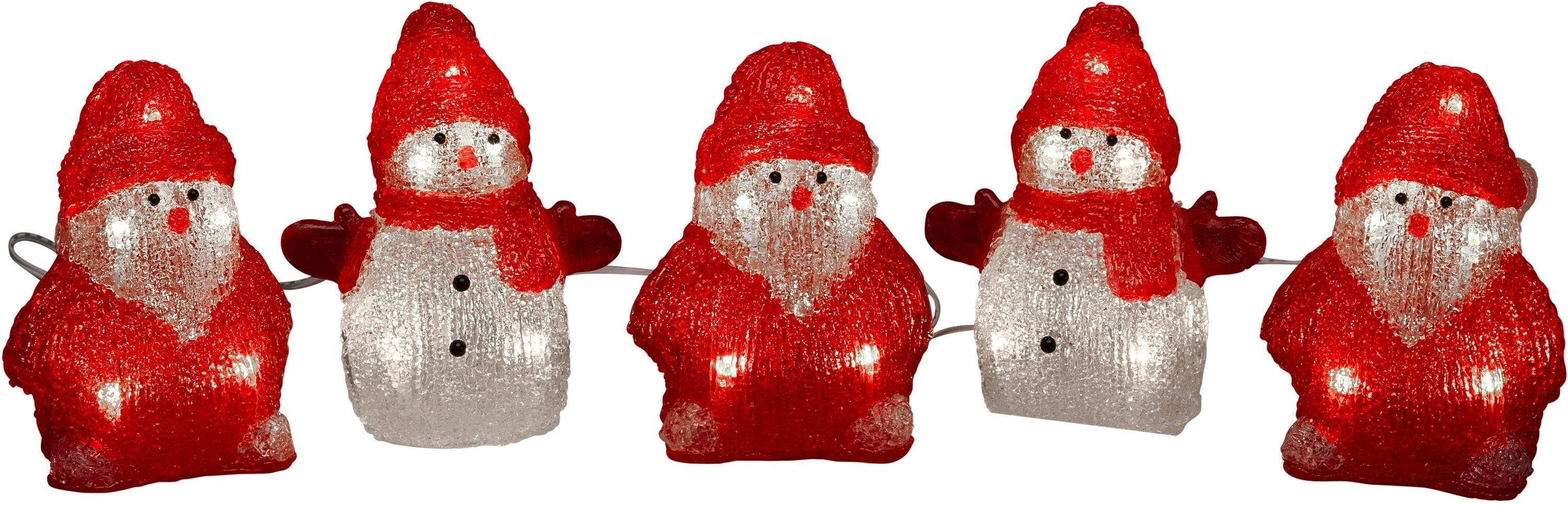 KONSTSMIDE LED Dekofigur "Schneemänner & Santas", rot (rot, weiß), H: 7cm, Kabelfarbe Weiss, Leuchten, LED Dekofigur rot, weiß H: 7cm, Kabelfarbe Weiss