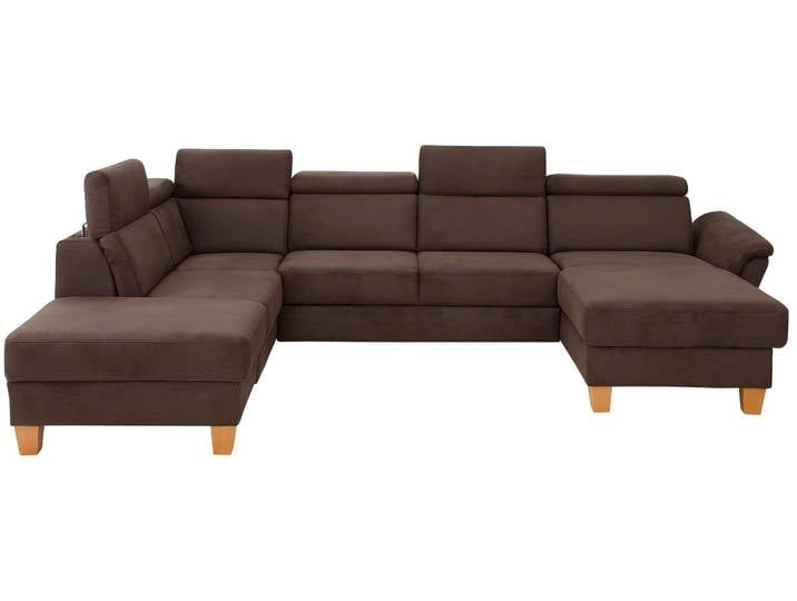 Wohnlandschaft, 322x217 cm, Polyester, Braun, Bettfunktion & Bettkasten, Klassisch, Home-affaire