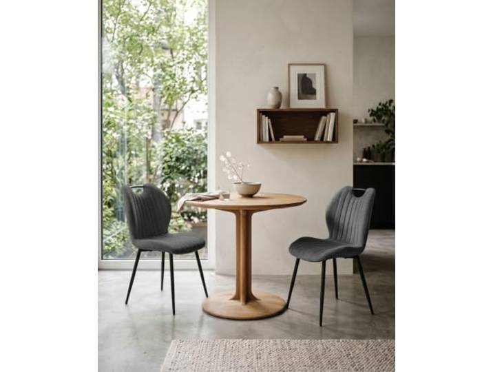 JIJIAN Esszimmerstühle 2er Set, Leinenstoff, Metallbeine, Anthrazitgrau Stühle Esszimmer, Küchenstühle, Polsterstühle, Metallgestell und hoher Rückenlehne für Esszimmer, Küche, Restaurant