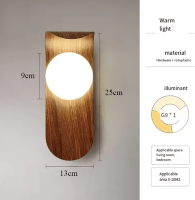 Inspire Curations Retro Wood Grain Wall Lamp Acrylic Indoor Sconce walnut warm White