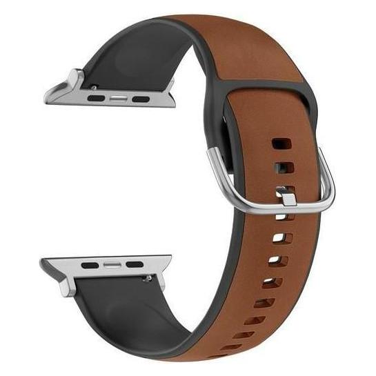 Beline pasek Apple Watch Silico Leather 38/40/41mm brązowo-czarny /brown-black box (Eco-leather, ecological leather, Kunstleder, Plastic, Silicon, Silicone, Silikonleder) (Beli03136)