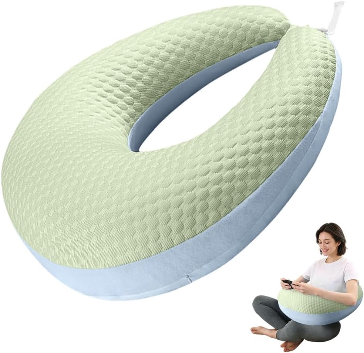 Ergonomisch U-vormig Lees- en Steunkussen - Medium - Lichtgroen