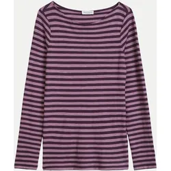 Langarmshirt mit Streifenmuster Violett L
