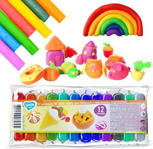 Lovin Plastiline klei set met 12 kleuren voor kinderen