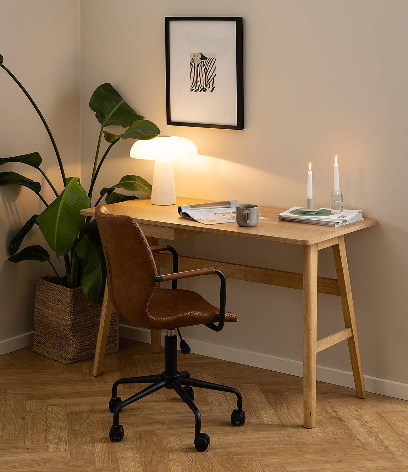 Bendt Bashar Bureau Eiken, Bruin, B: 120 cm, D: 60 cm, H: 75 cm