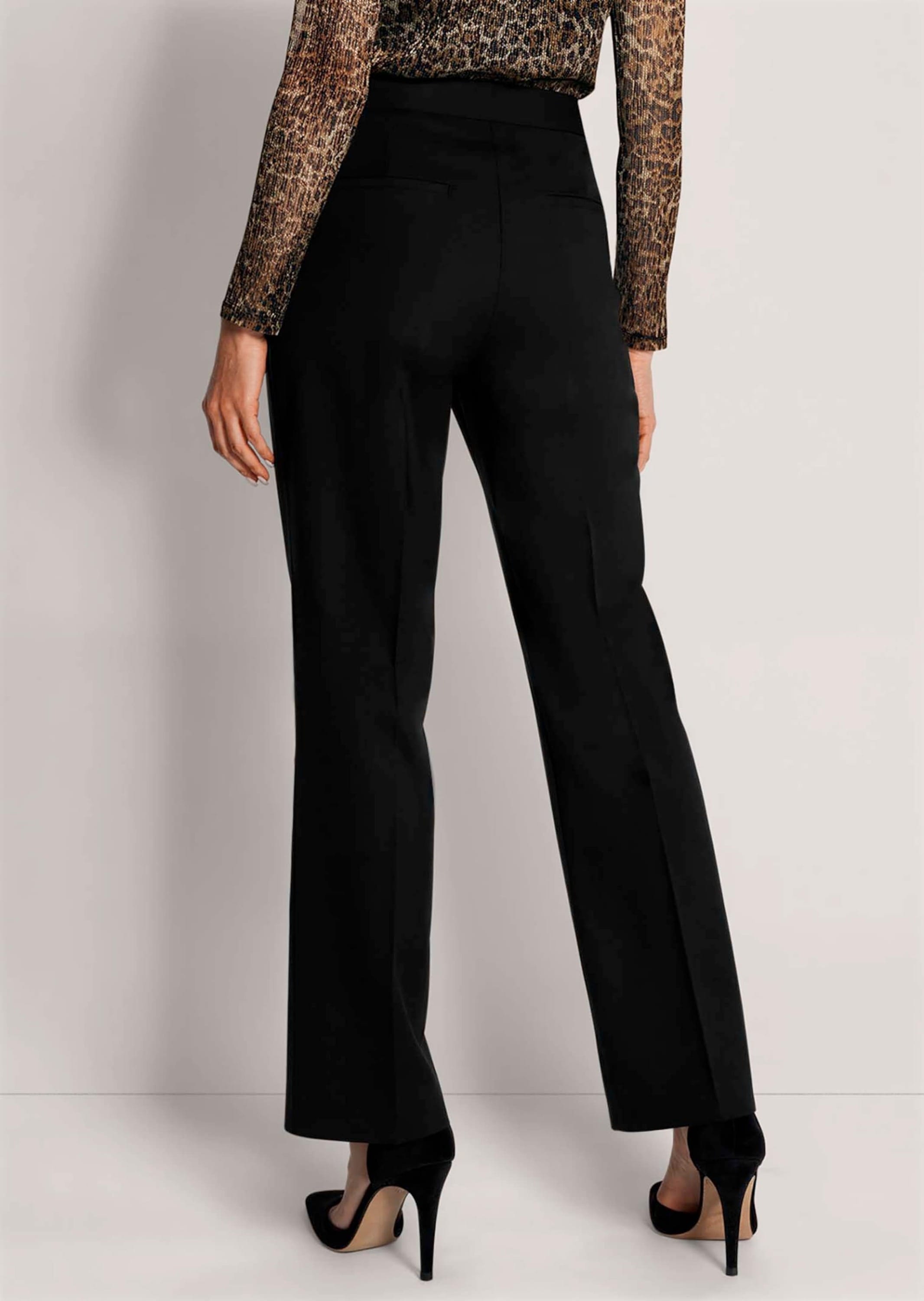 Stoffhose MADELEINE "Hose Weite Hose mit Bügelfalten", Damen, Gr. 19, K-Gr, schwarz, Modern, gerade, Hosen Stoffhose