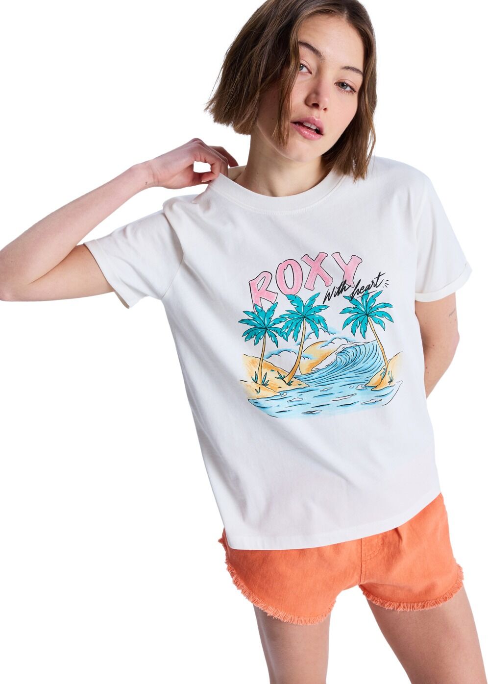 T-Shirt ROXY "Oceanregular Poster", Damen, Gr. S, weiss (coconut milk), Obermaterial: 100% Baumwolle., Shirts T-Shirt coconut milk S