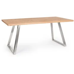 Esstisch Dukat MDF und Metall, modern rechteckig, silber natur, 180x90 cm, für 6-8 Personen