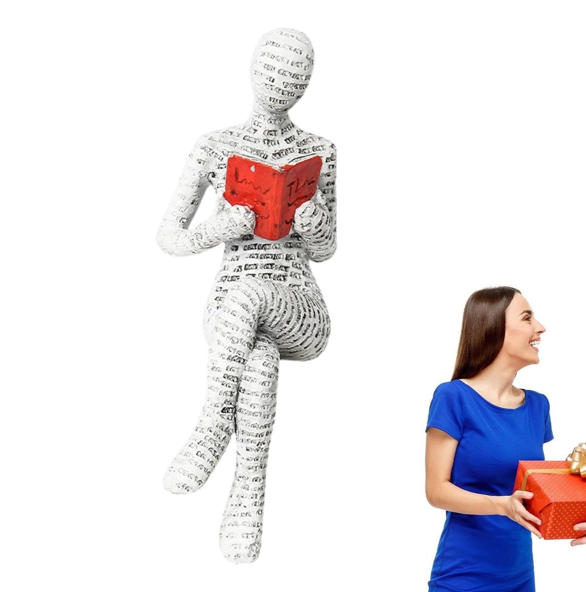 Solidchoice Modern Beeldje van een Lezende Vrouw voor Woondecoratie