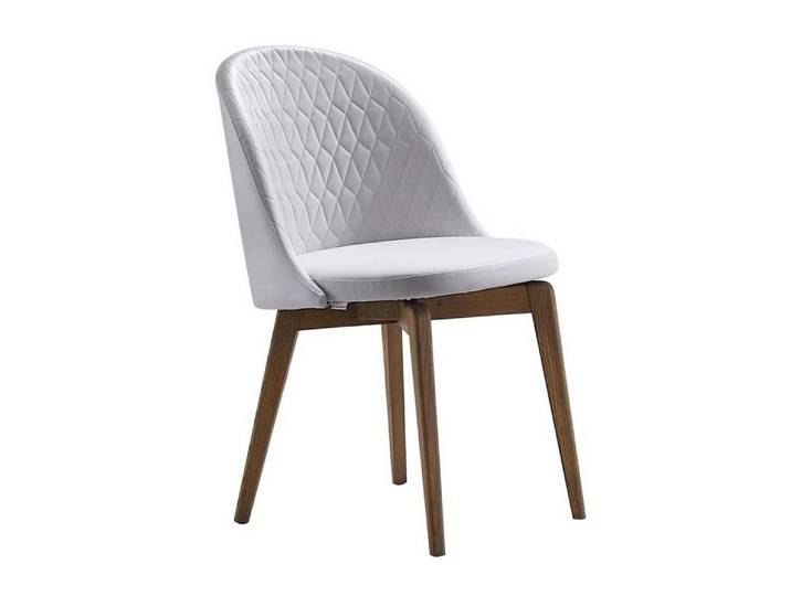 JVmoebel Esszimmerstuhl JVMoebel Weißer Lederstuhl mit Holzfüßen für modernes Ambiente, Made in Europa