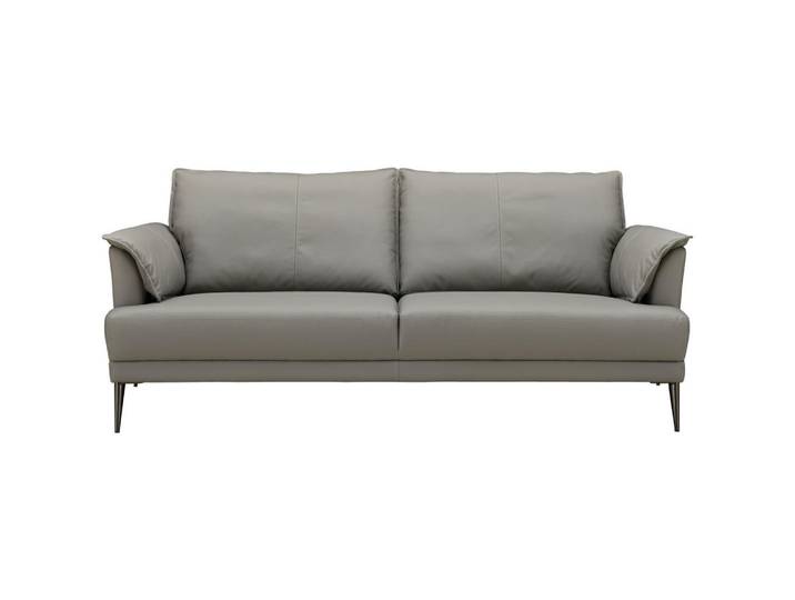 Mid.you 2-Sitzer-Sofa, Grau, Metall, Echtleder, Rindleder, 195x90x91 cm, Wohnzimmer, Sofas & Couches, Ledersofas