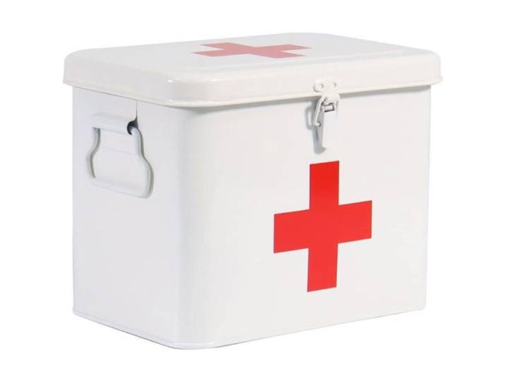 Boîte à pharmacie en métal avec plateau amovible - Rangement portable pour médicaments et premiers secours - Blanc