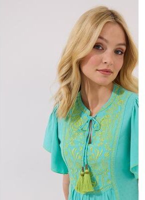 Plus Size Women's Embroidered Flutter Sleeve Top by Joe Browns in Scroll Embroidery (Size 18 W)