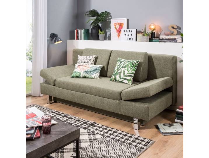Schlafsofa Tino C Grün Stoff Schlafcouch